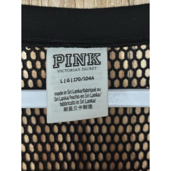 Victorias Secret PINK Halloween Black Mesh Jersey Orange Sparkle Graphic Large - Picture 6 of 6